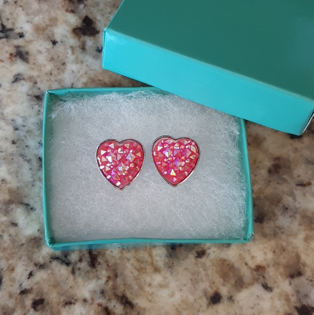 Heart-Shaped Hot Pink Stud Earrings